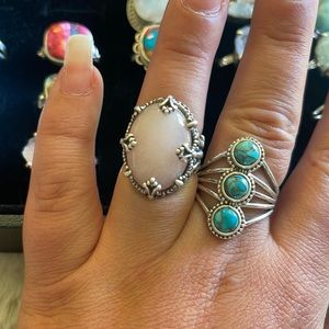 Pink Opal Ring - Solid Sterling Silver